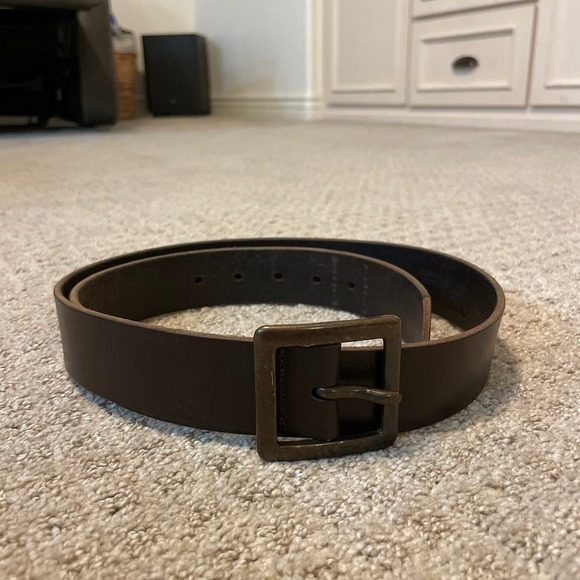 Cuir Veritable Brown Leather Belt With Brass Buckle Large - Picture 1 of 6